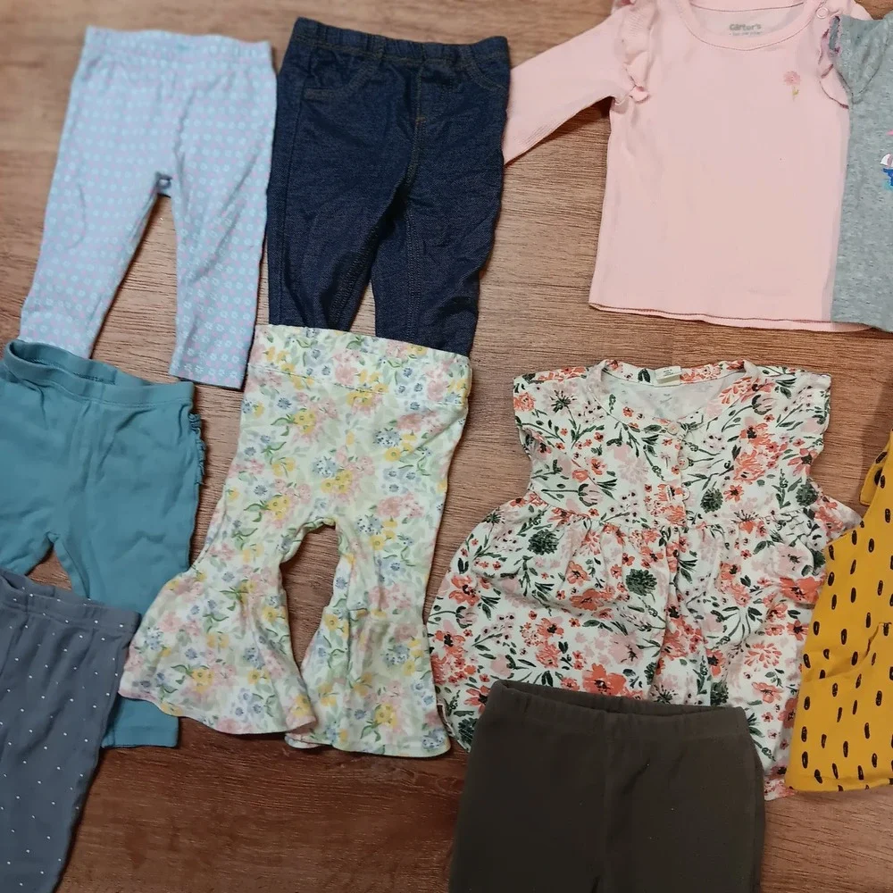Carter's Baby Girl Clothes Lot 6M 12 Pc Mixed Floral Pants Dress Just One You